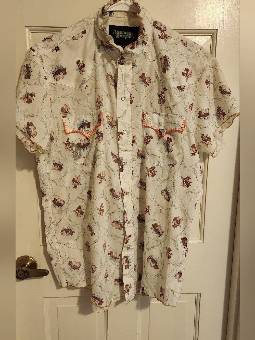 Aquarius Cocktail Rework Floral Western Shirt , Size XL